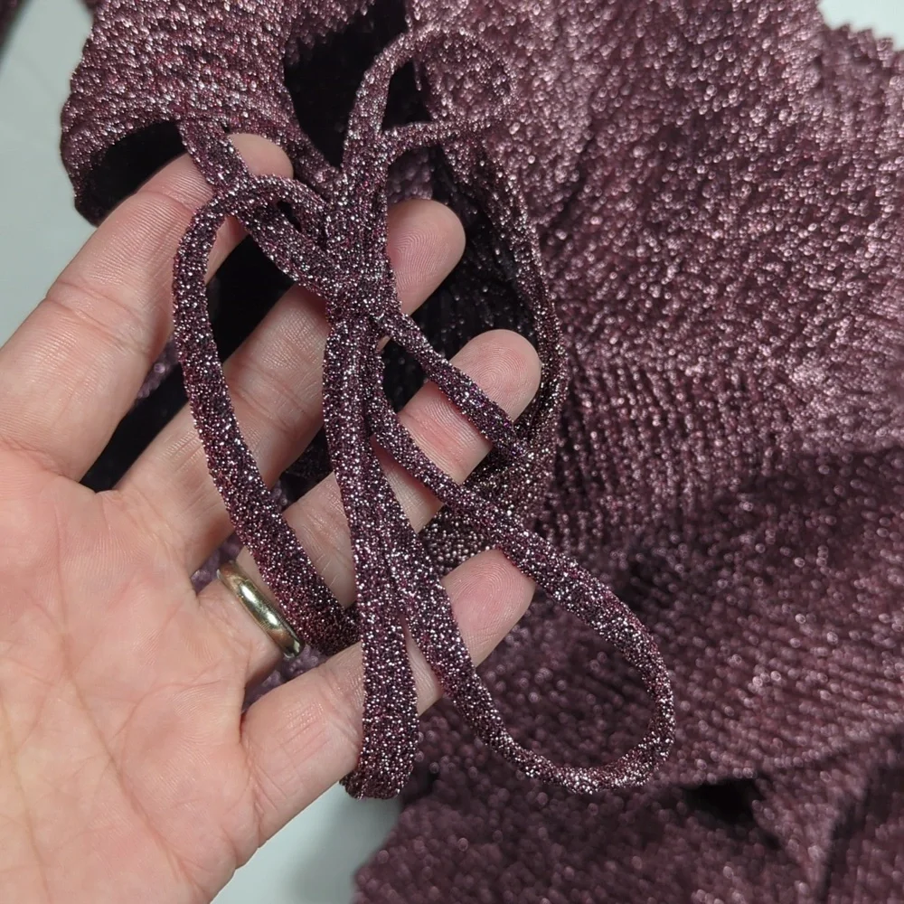 PrettyLittleThing Glittery Romper Burgundy- Copy - Picture 13 of 13